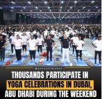 Thousands gathered in Dubai and Abu Dhabi for large-scale Yoga celebrations, showcasing its growing popularity in UAE